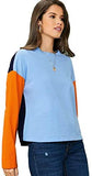 Women's Casual T-Shirt Color Block Drop Shoulder Long Sleeve Blouses Tops
