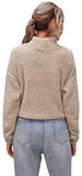 Women's Casual Fleece Teddy Sweatshirt High Neck Long Sleeve Pullover Tops