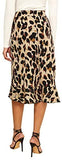 Women's Leopard Print Ruffle Hem Casual Midi Wrap Skirt