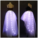 Women Tulle Tutu Skirts Adult A Line Rave Outfit Skirt LED Light Up Wedding Skirt Costumes Halloween (Black Trailing, Long XXL)