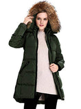 Women's Down Coat With Real Raccoon Fur Hooded Parka Jacket (Large, Wine)