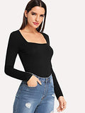 Women's Solid Long Sleeve Slim Fit Blouse Tee T-Shirt Top
