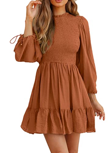 Womens Smocked Ruffle Hem A-Line Mini Dress Drawstring Puff Sleeve Sol Divahotcouture Womens Smocked Ruffle Hem A-Line Mini Dress Drawstring Puff Sleeve Sol Divahotcouture