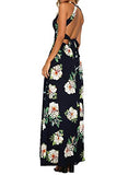 Women's 2023 Halter Neck Floral Print Backless Split Beach Party Maxi Dress