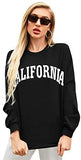 Women's Letter Graphic Print Long Sleeve Crewneck Casual Sweatshirt