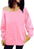 Women's Off Shoulder Casual Sweatshirt Pullover Long Sleeve Slouchy Shirt Top Blouse