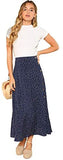 Women's Polka Dot A-Line Button Side Split Midi Knee Length Skirt