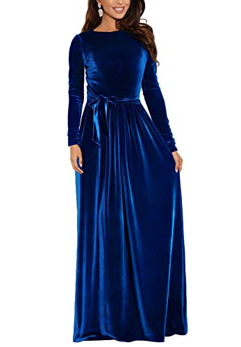 white christmas dresses I.H.F Red Round Neckline Draped Velvet Gown with Black Lace main image 0
