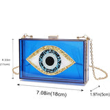 Clutch Purses for Women-Evil Eye Acrylic Clutch Glitter Purse Evening Bag Chain Shoulder Crossbody Handbags