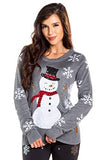 Women's Gray Sequin Snowman Christmas Sweater Size Small