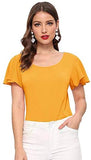 Women's Summer Ruffle Short Sleeve Slim Fit Casual Blouse Shirts Top