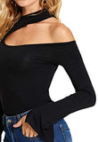 Women's Sexy One Shoulder Long Sleeve Slim Fit Cut Out Tee T-Shirts