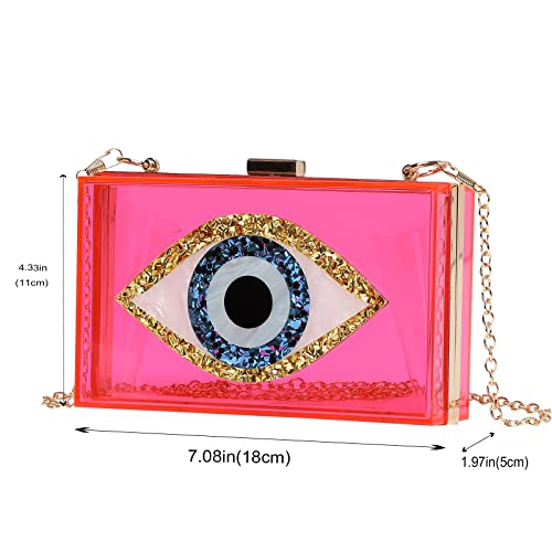 Clutch Purses for Women-Evil Eye Acrylic Clutch Glitter Purse Evening Bag Chain Shoulder Crossbody Handbags
