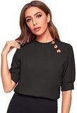 Women's Buttons Puff Sleeve Elegant Vintage Blouse Shirts Top
