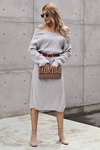 Women's Casual Sweater Midi Dress Long Sleeve Backless Loose Ribbed Kn –  Divahotcouture