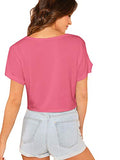 Women's Casual Round Neck Short Sleeve Soild Basic Crop Top T-Shirt White Small