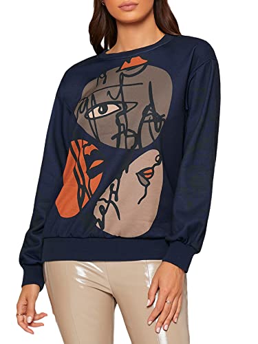 Women's Figure Graphic Print Sweatshirt Round Neck Long Sleeve