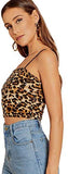 Women's Sexy Spaghetti Strap Sleeveless Leopard Print Crop Cami Tank Top