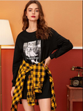Slogan & Dog Print Sweatshirt Dress