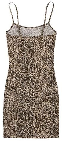 Women's Basic Solid Cami Dress Sleeveless Strap Bodycon Split Mini Party Club Dress