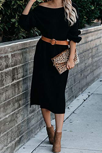 Women's Casual Sweater Midi Dress Long Sleeve Backless Loose Ribbed Kn – Divahotcouture