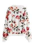 Women's Casual Floral Print Long Sleeve Pullover Tops Baby Blue