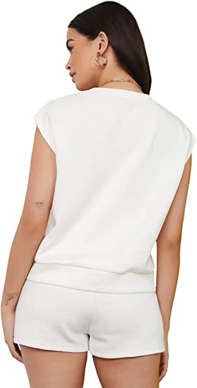 Women's 2 Piece Tracksuit Sleeveless Tank Tops Drawstring Track Shorts Set