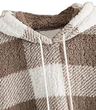 Women's Plaid Long Sleeve Hooded Sweatshirt Fuzzy Fleece Pullover Tops