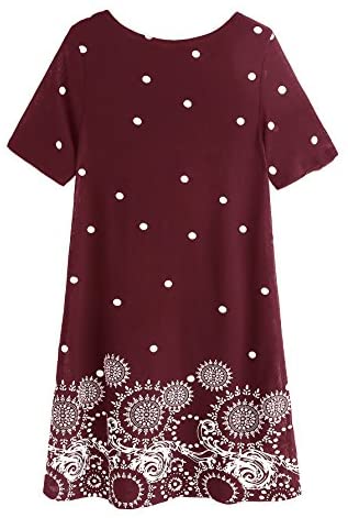 Women's Short Sleeve Floral Print Loose Casual Tunic Swing Summer Shirt Dress
