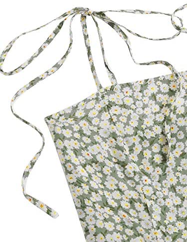 Women's Summer Sleeveless Floral Ruffle Strappy Beach Swing Dress