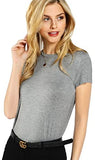 Women's Basic Plain Round Neck Short Sleeve Stretchy T-Shirts