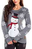 Women's Gray Sequin Snowman Christmas Sweater Size Small