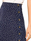 Women's Polka Dot A-Line Button Side Split Midi Knee Length Skirt