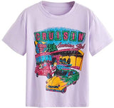 Women's Graphic Vintage Car T Shirt Letter Print Casual Tee Short Sleeve Round Neck Top