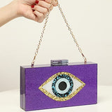 Clutch Purses for Women-Evil Eye Acrylic Clutch Glitter Purse Evening Bag Chain Shoulder Crossbody Handbags