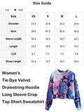 Women's Velvet Drawstring Long Sleeve Hoodie Crop Top Sweatshirt