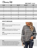 Women's Chunky Sweater Crewneck Sweatshirt Knit Lantern Sleeve Oversized Pullover Sweater with Pearls (Large, Grey)