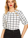 Women's Buttons Puff Sleeve Elegant Vintage Blouse Shirts Top