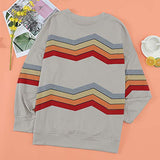BTFBM Women Sweatshirts Tie Dye Print Striped Color Block Long Sleeve Comfy Loose Soft Casual T Shirts Pullover (S-2XL) (Aztec Print Grey, Small)