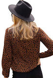 Women's Polka Dots Frill Mock Neck Long Sleeve Work Blouse Tops