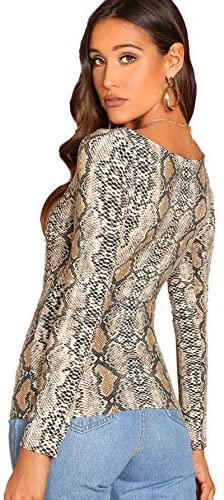 Women's Square Neck Long Sleeve Casual Floral Print Tee T-Shirt