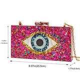 Clutch Purses for Women-Evil Eye Acrylic Clutch Glitter Purse Evening Bag Chain Shoulder Crossbody Handbags