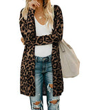 Women's Leopard Print Open Front Cardigan Shirt with Pockets Long Sleeve Lightweight Coat(Leopard01,M)