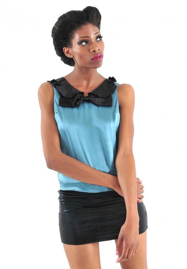 Bow Silk Sleeveless Top