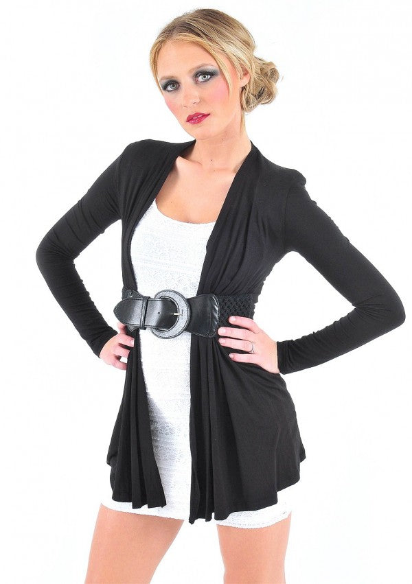 Open Front Belted Cardigan