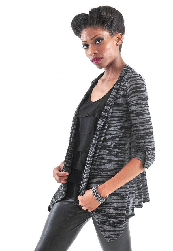 Zebra Print Open Front Cardigan