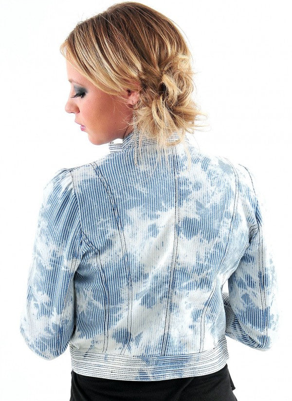 Pinstripe Denim Crop Blazer