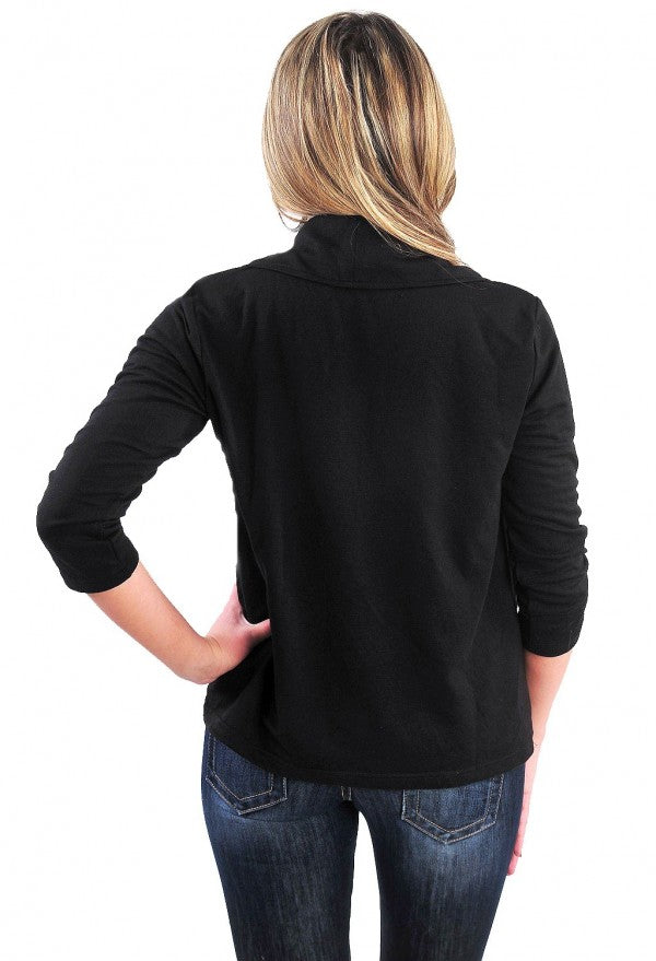 Cascading Ruffle Open Front Blazer