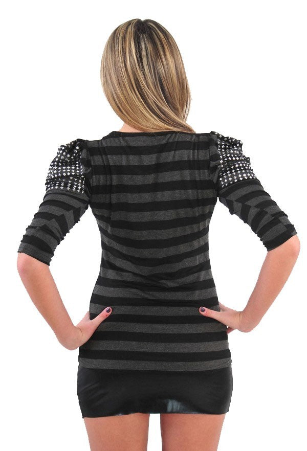 Stripe Embellished Top