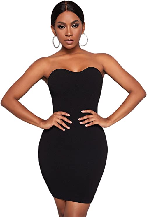 Women's Solid Semi-Sweetheart Neck Bodycon Tube Dress Slim Fit Dresses – Divahotcouture